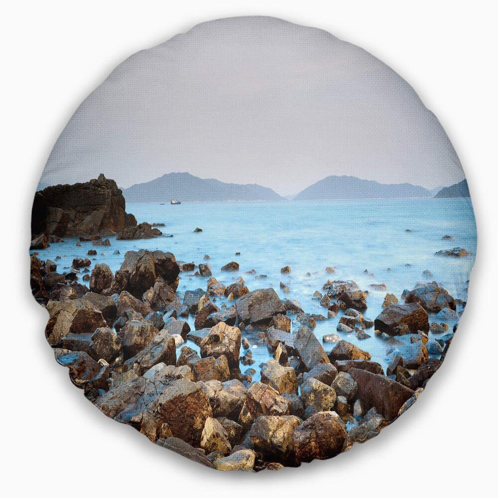 8421 Designart Stones on Shore of Port Shelter HK' Seashore Throw Cushion